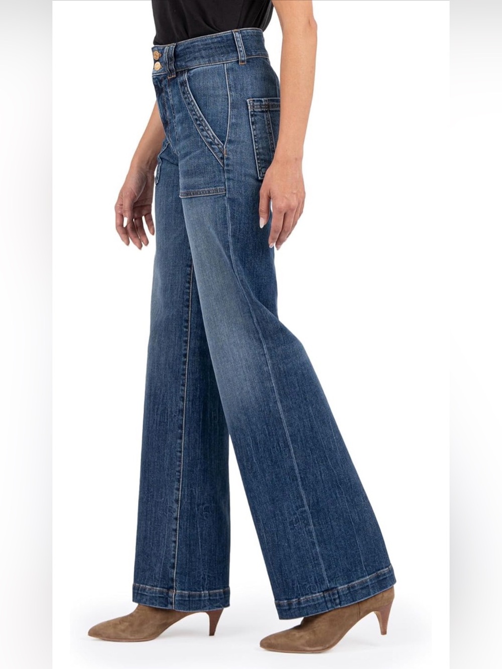 KUT from the Kloth Women’s Jodi High Rise Wide Leg Blue Denim Jeans Size 12 - Picture 2 of 13